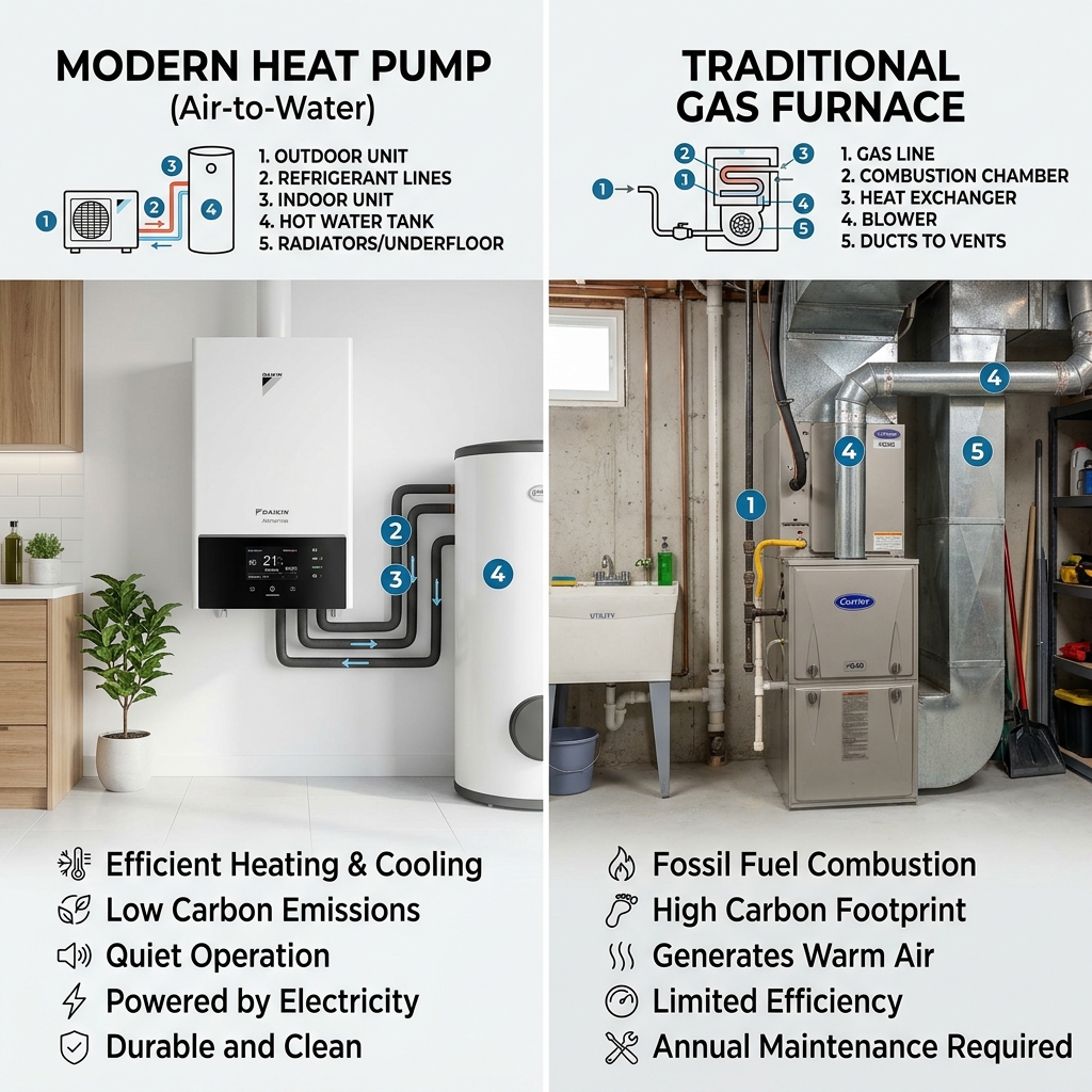 Heat pump vs furnace comparison