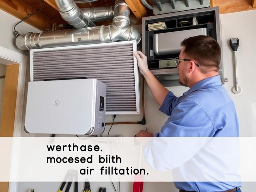 Advanced air filtration system being installed in North Vancouver home by Lord Mechanical technician