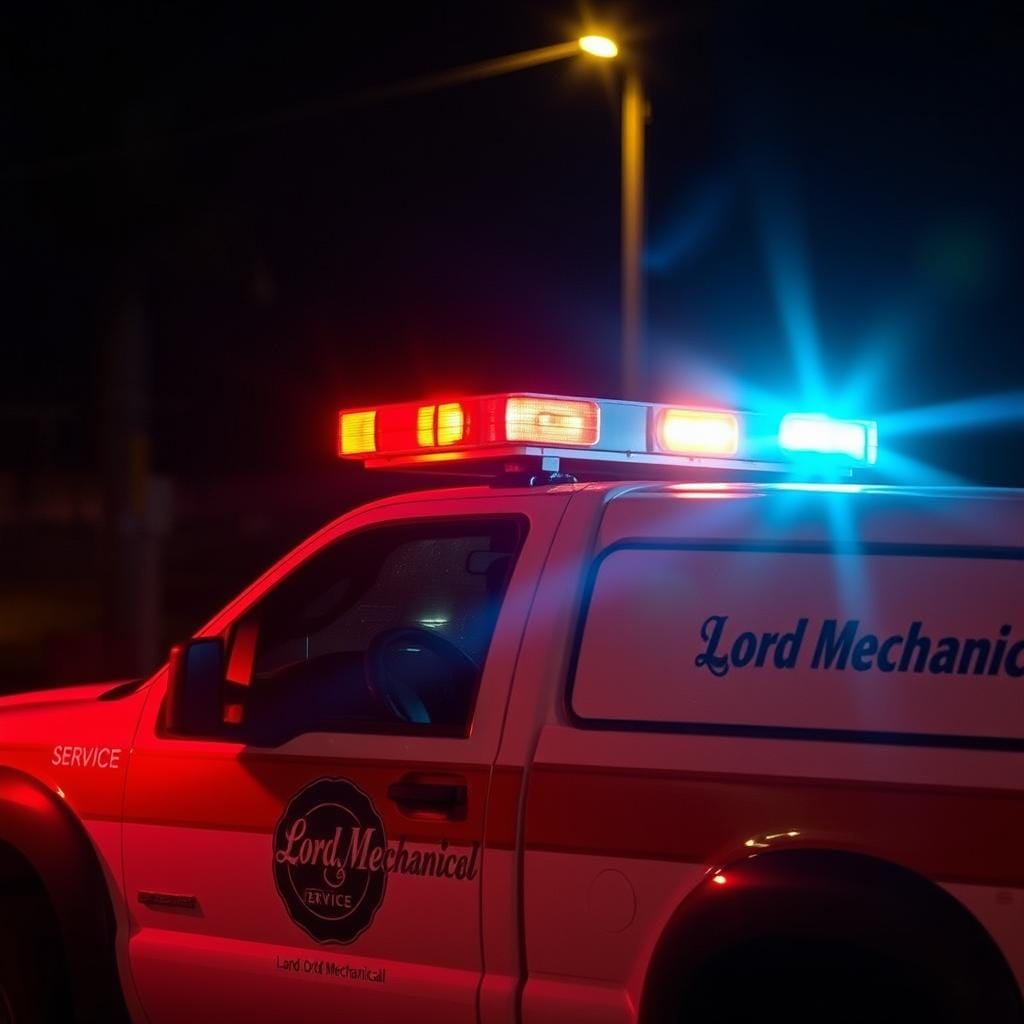 Lord Mechanical emergency service van responding to late-night call in North Vancouver