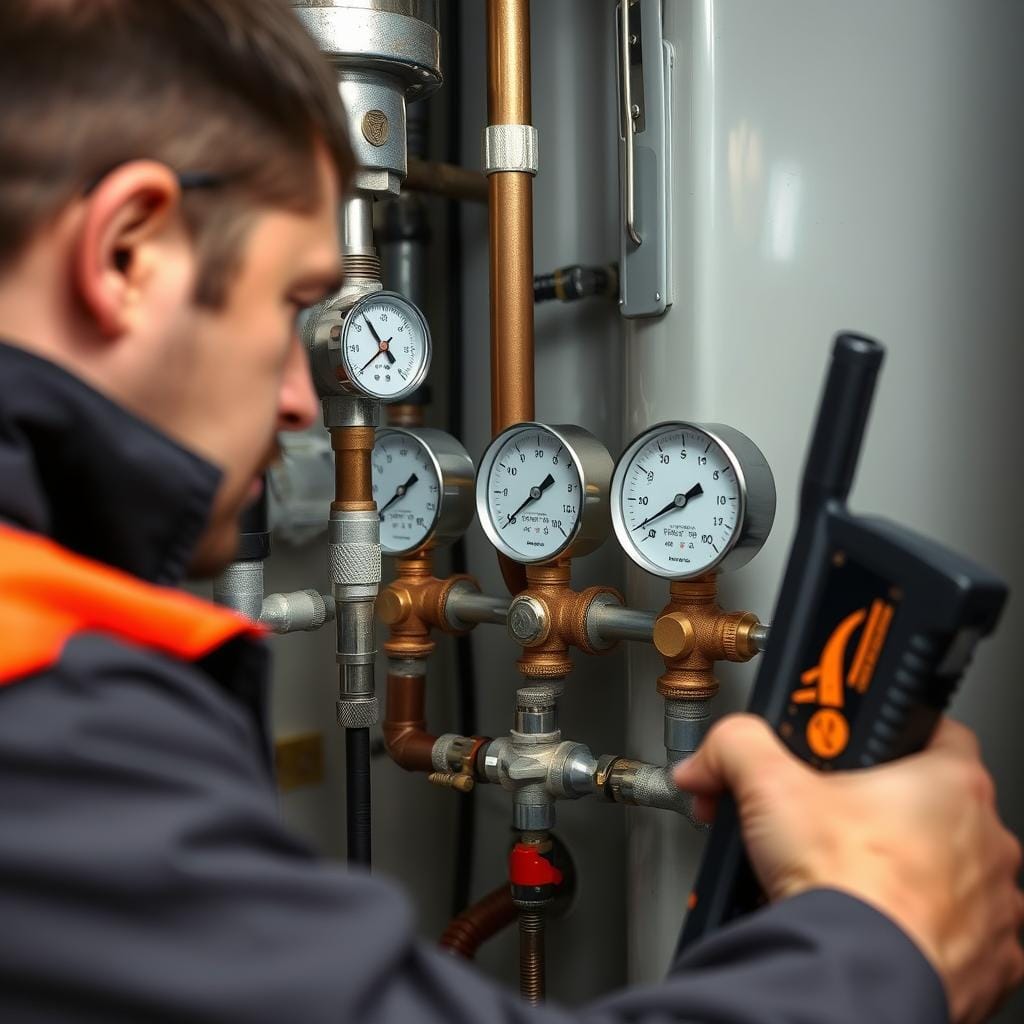 Lord Mechanical technician repairing a boiler system in North Vancouver