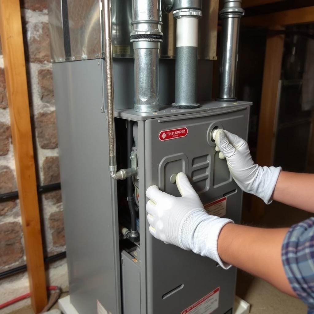 New high-efficiency furnace being installed in North Vancouver home