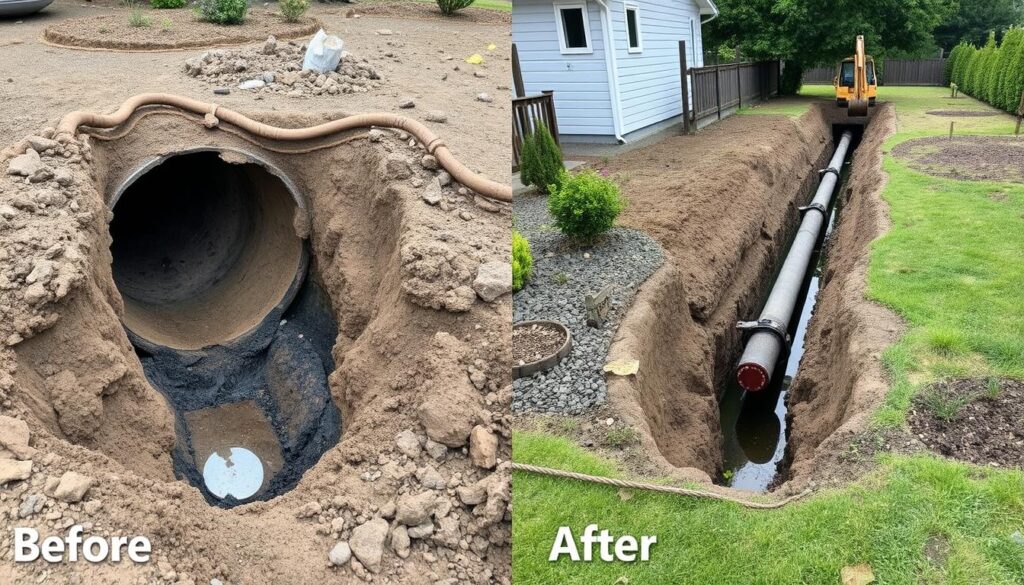 Before and after comparison of a completed water main replacement project in Vancouver Before and after comparison of a completed water main replacement project in Vancouver