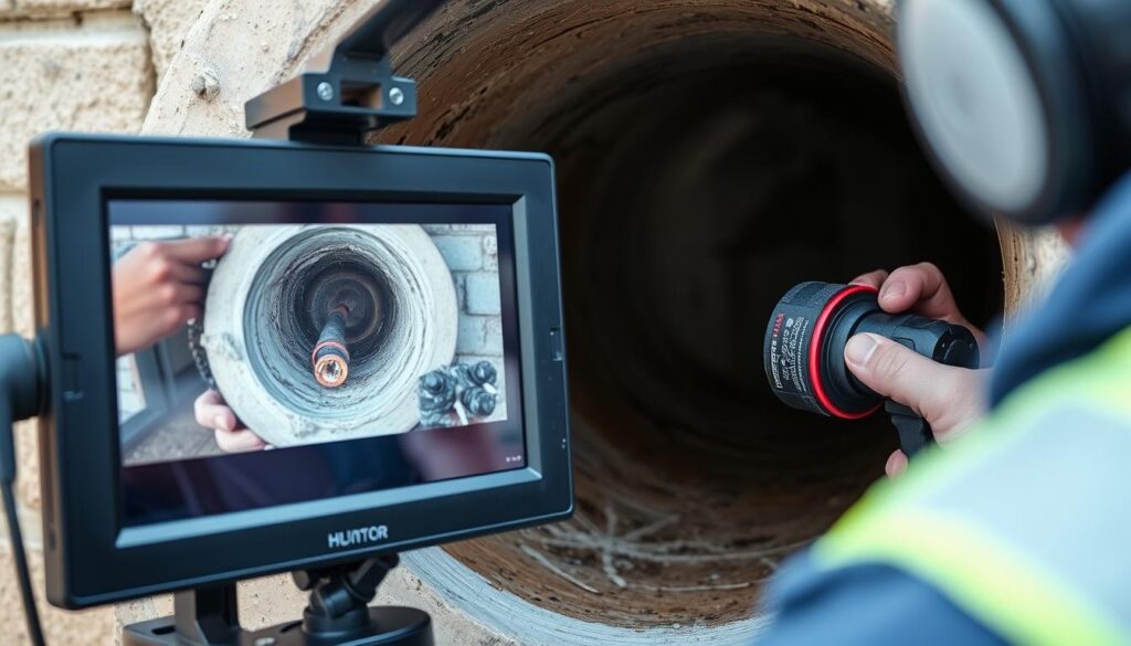 Camera inspection of damaged pipes in a North Vancouver home