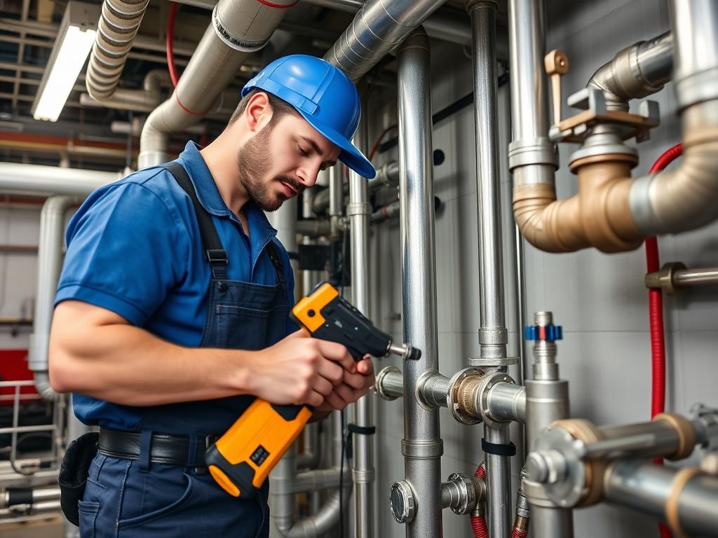 Commercial plumber repairing plumbing system in North Vancouver business Commercial plumber repairing plumbing system in North Vancouver business