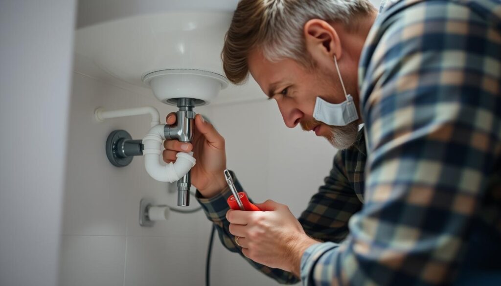 DIY plumbing maintenance being performed in North Vancouver home DIY plumbing maintenance being performed in North Vancouver home