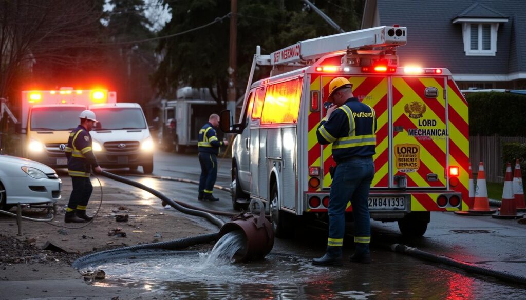 Emergency water main repair being performed by Lord Mechanical in Vancouver Emergency water main repair being performed by Lord Mechanical in Vancouver
