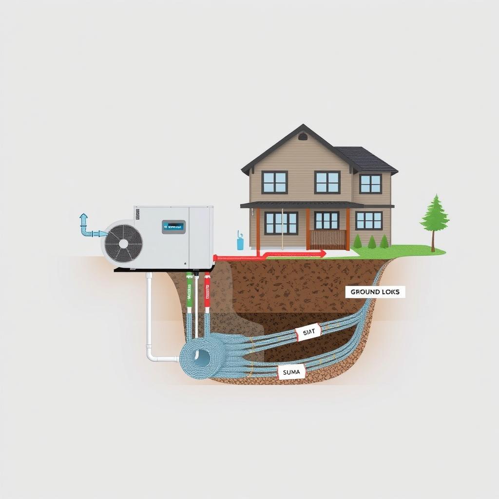 Geothermal heat pump system installation with ground loops