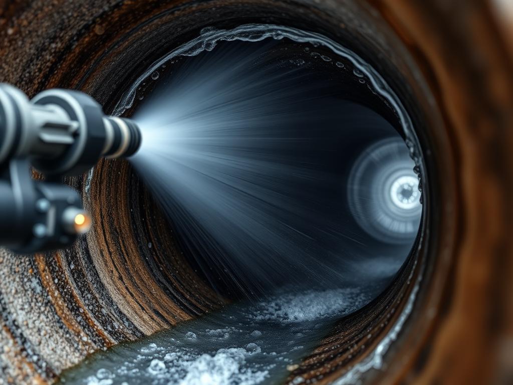 Hydro jetting equipment being used for professional drainage lines repair & service Hydro jetting equipment being used for professional drainage lines repair & service