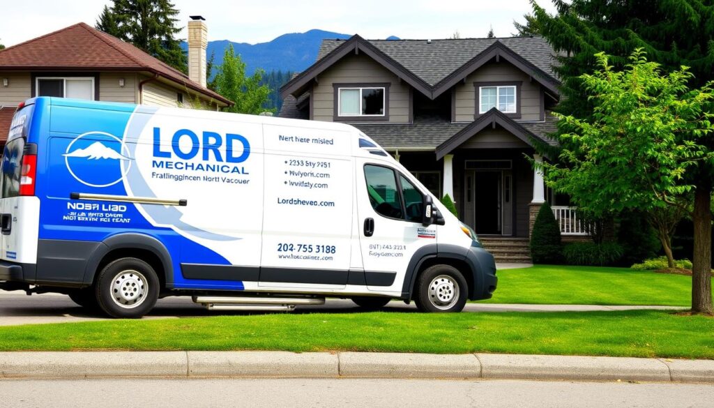Lord Mechanical service van in North Vancouver neighborhood Lord Mechanical service van in North Vancouver neighborhood