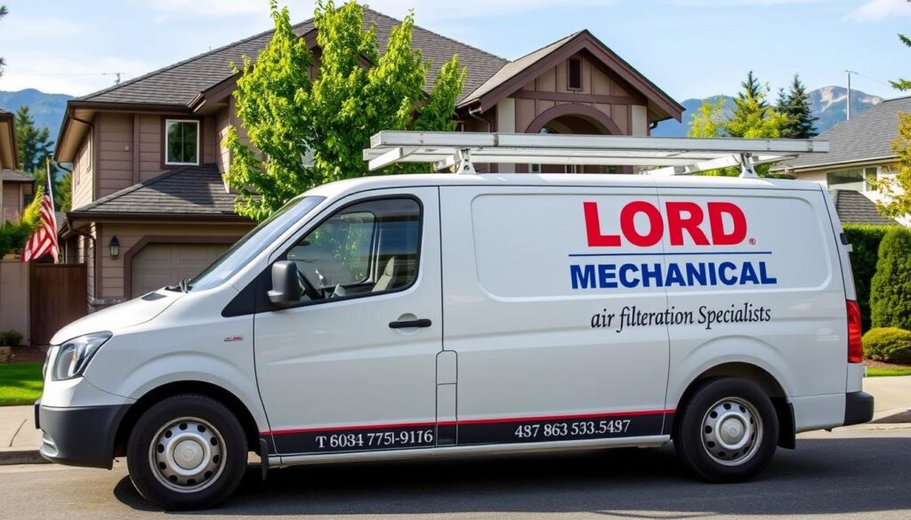 Lord Mechanical service van providing air filtration services in North Vancouver Lord Mechanical service van providing air filtration services in North Vancouver