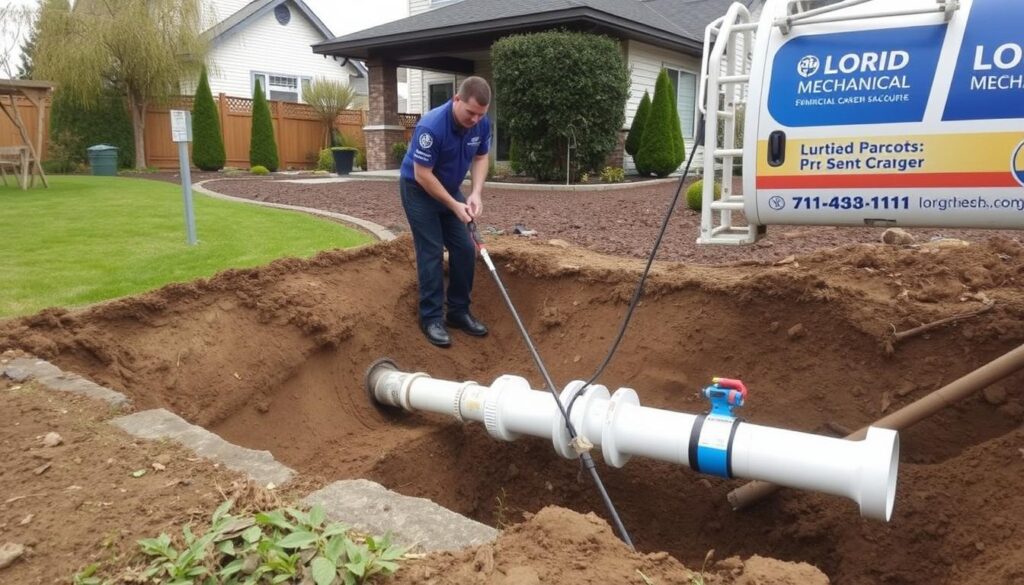 Lord Mechanical team performing water main replacement with minimal property disruption Lord Mechanical team performing water main replacement with minimal property disruption