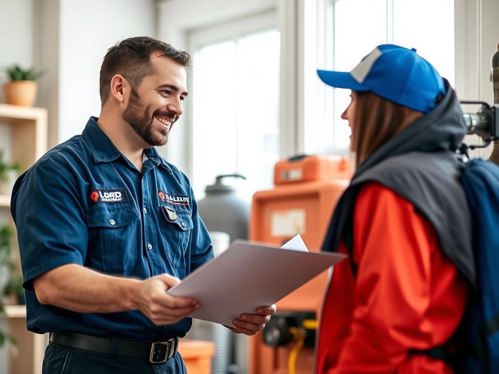 Lord Mechanical technician providing expert drainage lines repair & service to a satisfied Vancouver customer Lord Mechanical technician providing expert drainage lines repair & service to a satisfied Vancouver customer