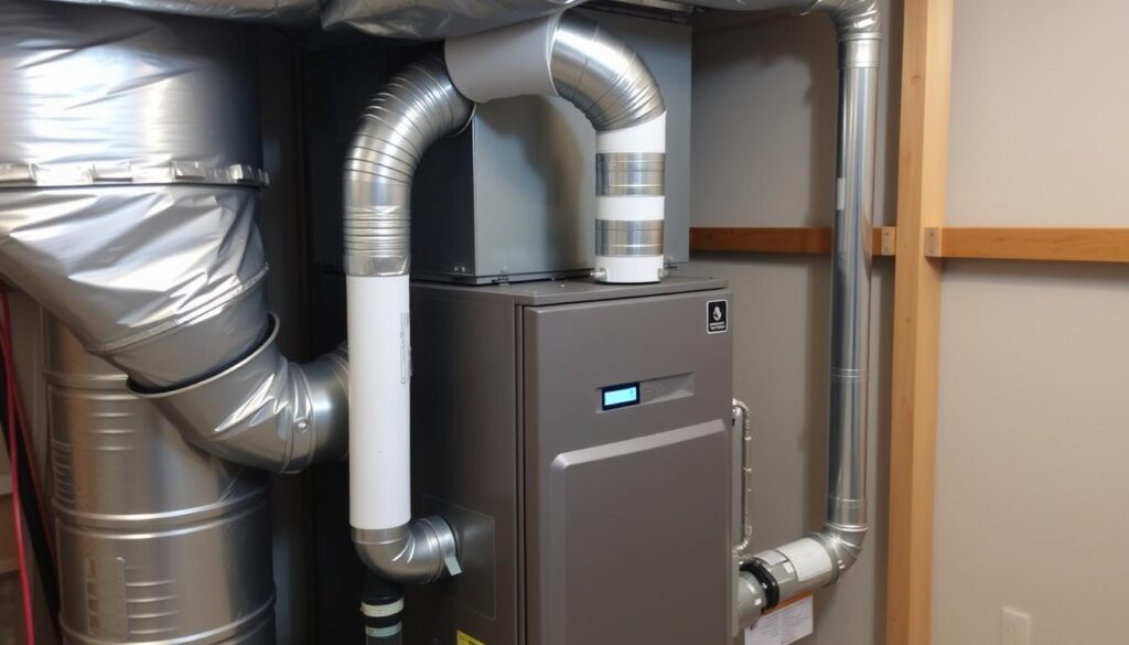 Modern furnace installation in North Vancouver home Modern furnace installation in North Vancouver home