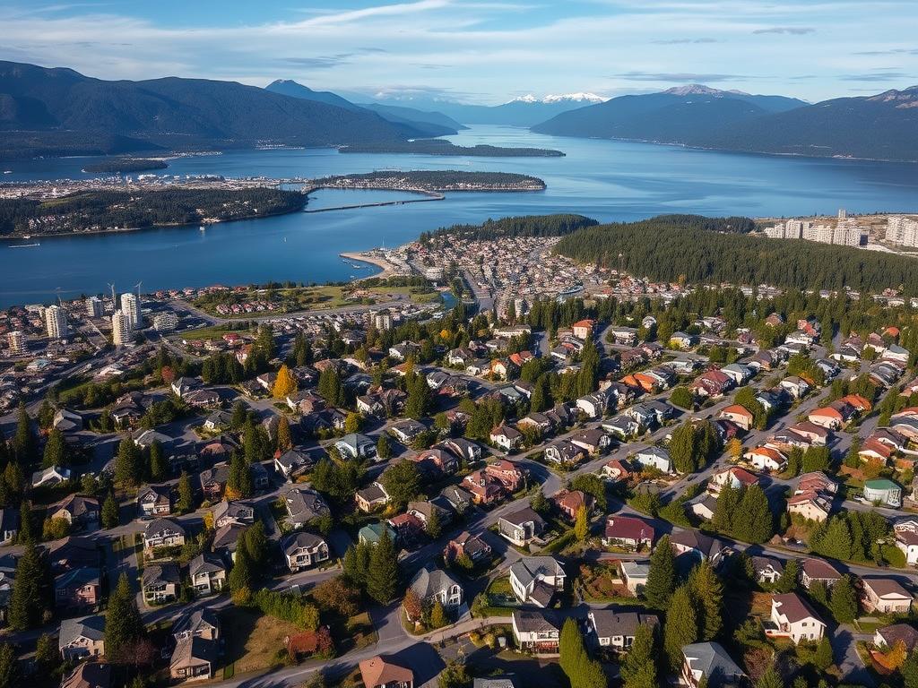 North Vancouver cityscape showing diverse residential areas North Vancouver cityscape showing diverse residential areas