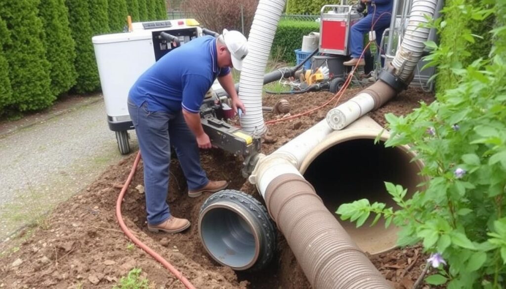 Trenchless pipe lining equipment being used in North Vancouver