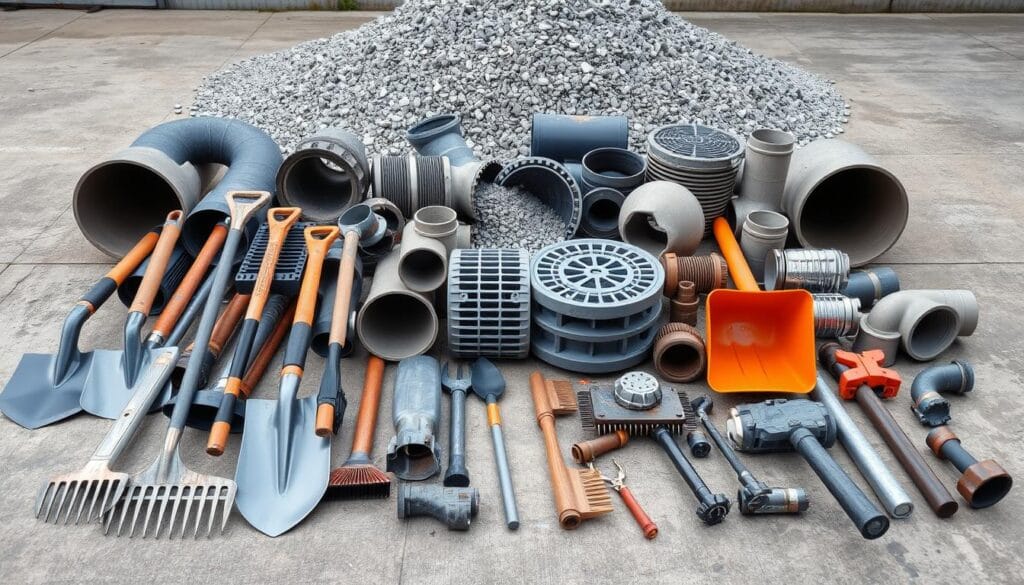 catch basin tools and gravel